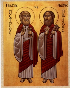 أيقونة للقديسين الرسولين بطرس وبولس